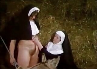 Kinky nun eaten out by a pony